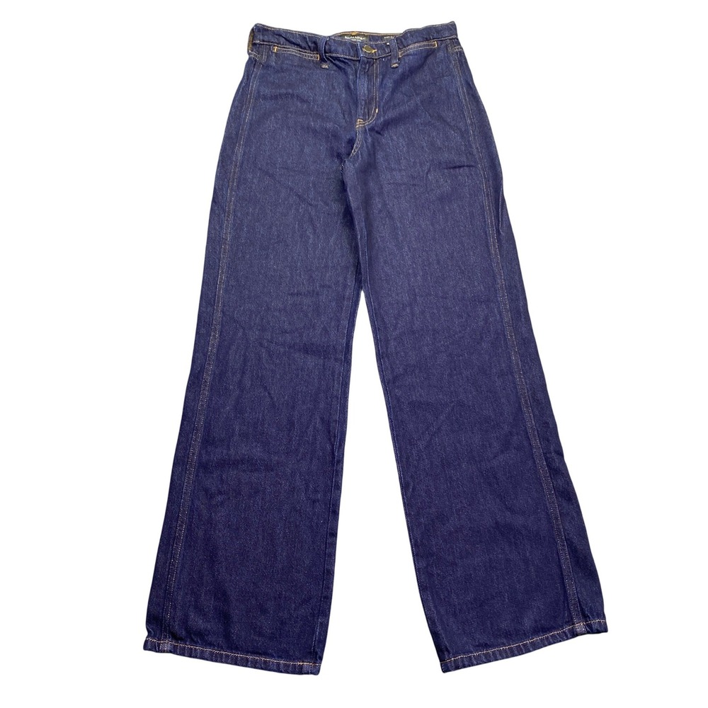 Banana Republic Premium Denim High Rise Wide Leg Jeans Alder Wash Blue 25 Grunge
